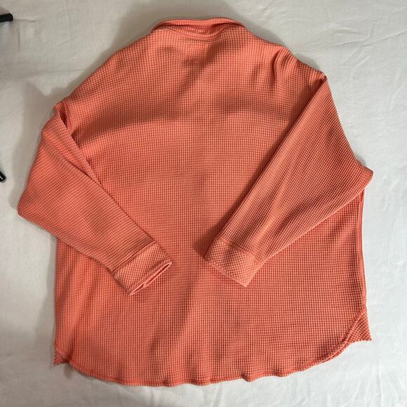 Arie Lumber Janes Waffle Knit Shirt Shacket Women's Size Medium Peach Button Up - Picture 8 of 9